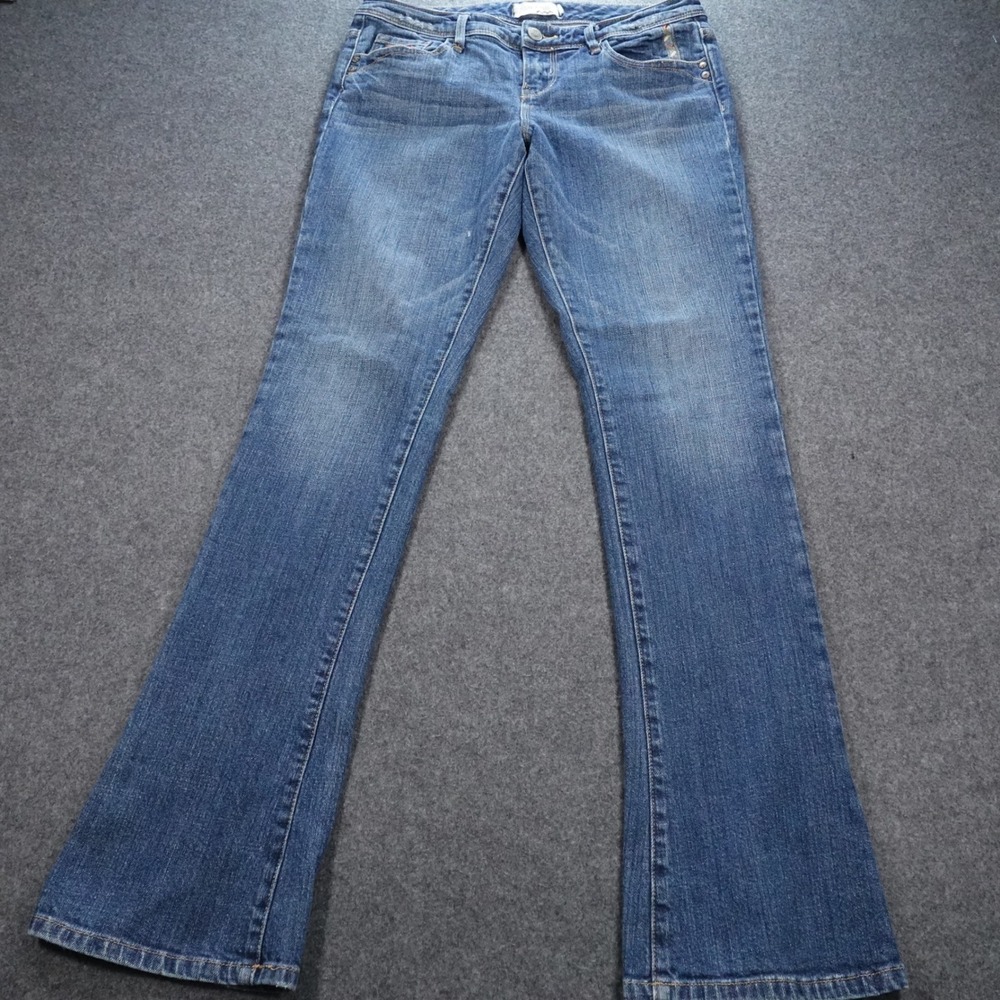 Young & Faded  Size 7 Flare Bootcut Jeans Medium Wash Blue Embroidered Boho